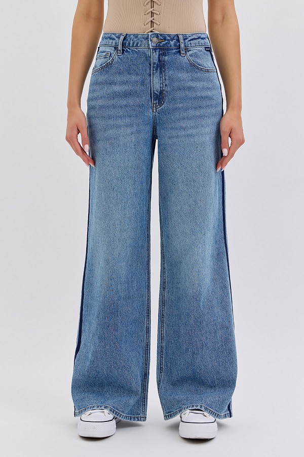 High Rise Wide Leg with Side Stripes
